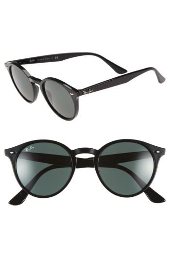 Women's Ray-ban Highstreet 49mm Round Sunglasses - Black