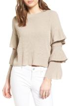 Women's Cotton Emporium Ruffle Sleeve Sweater - Beige
