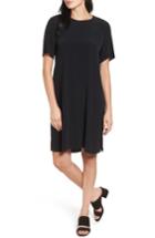 Petite Women's Eileen Fisher Tencel Blend Jersey Shift Dress, Size P - Black