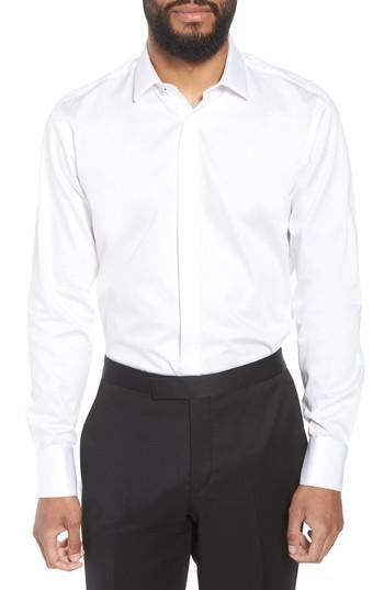 Men's Ted Baker London Fedra Trim Fit Tuxedo Shirt .5 34/35 - White