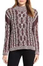 Women's Caslon Marled Cable Pullover, Size - Burgundy