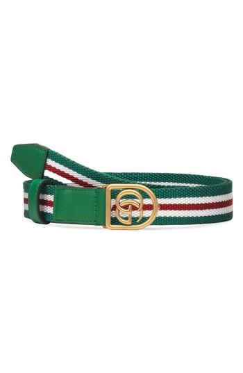 Women's Gucci Gg Logo Web Stripe Belt - Rose Garden