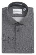 Men's Calibrate Trim Fit Geometric Dress Shirt .5 32/33 - Black