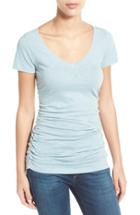 Women's Caslon Shirred V-neck Tee, Size - Blue