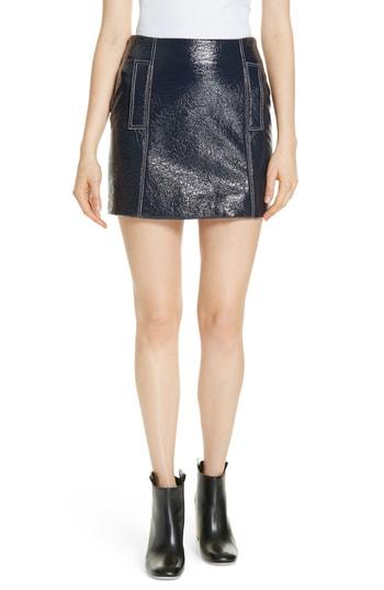 Women's Ba & Sh Vara Crinkle Faux Patent Leather Miniskirt - Blue