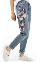 Women's Topshop Mom Embroidered Jeans X 30 - Blue