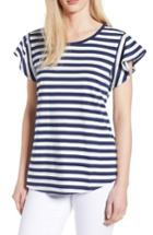 Women's Bobeau Flutter Sleeve Tee, Size - Blue