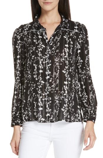 Women's Ba & Sh Fiona Metallic Accent Floral Top - Black