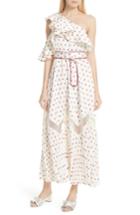 Women's Self-portrait Polka Dot Ruffle Satin Dress - White