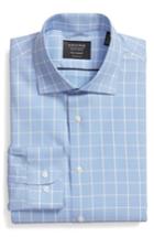 Men's Nordstrom Men's Shop Tech-smart Traditional Fit Windowpane Dress Shirt 32/33 - Blue
