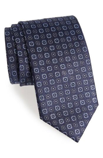 Men's Canali Micro Medallion Silk Tie, Size - Blue