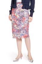 Women's Halogen Lace & Pinstripe Pencil Skirt - Coral