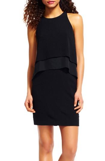 Women's Adrianna Papell Chiffon Tier Popover Dress - Black