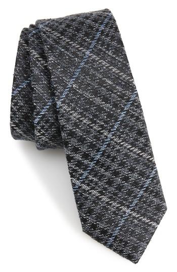 Men's The Tie Bar Quinn Plaid Silk Skinny Tie, Size - Blue