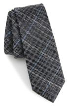 Men's The Tie Bar Quinn Plaid Silk Skinny Tie, Size - Blue