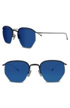 Women's Smoke X Mirrors Geo I 51mm Semi Rimless Sunglasses - Matte Black/ Blue