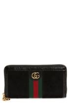 Women's Gucci Ophidia Suede Zip-around Wallet - Black