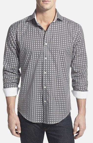 Men's Bugatchi Shaped Fit Dobby Sport Shirt