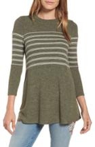 Women's Caslon Stripe Panel Sweater - Green