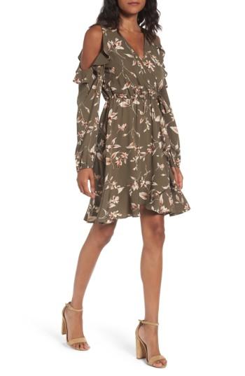 Women's Soprano Cold Shoulder Faux Wrap Dress