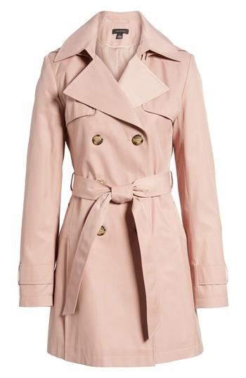 Women's Halogen Detachable Hood Trench Coat - Pink