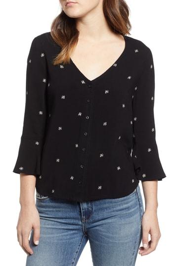 Women's Obey Caffe Print Blouse - Black