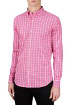 Men's Bugatchi Classic Fit Grid Print Sport Shirt, Size - Pink