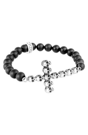 Men's King Baby Skull Cross Bead Bracelet