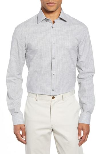 Men's John Varvatos Star Usa Slim Fit Check Dress Shirt L - Grey