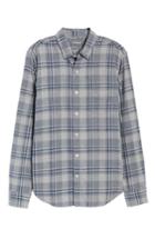 Men's Bonobos Slim Fit Brushed Plaid Sport Shirt, Size - Blue