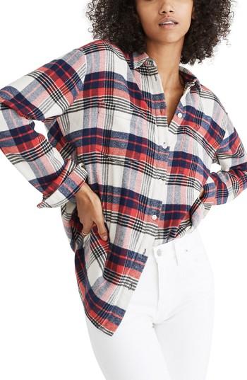Women's Madewell Ex-boyfriend Oversize Shirt - Red