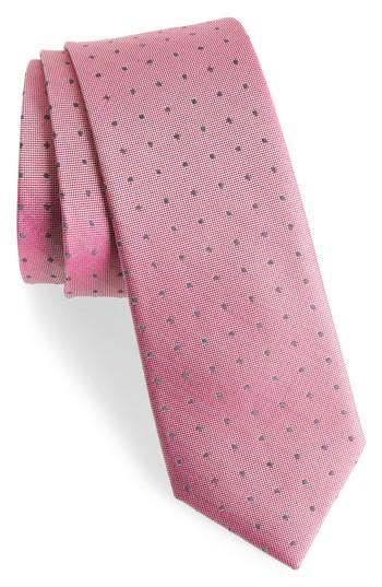 Men's Calibrate Dot Silk Blend Skinny Tie, Size - Red