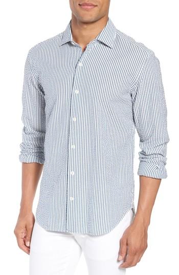 Men's Culturata Trim Fit Seersucker Sport Shirt - Blue
