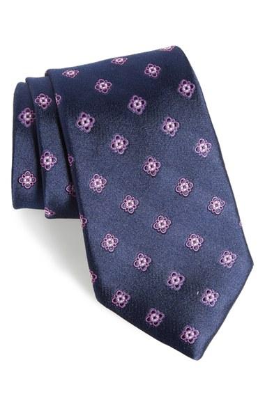 Men's Nordstrom Men's Shop Bright Neat Silk Tie, Size - Blue