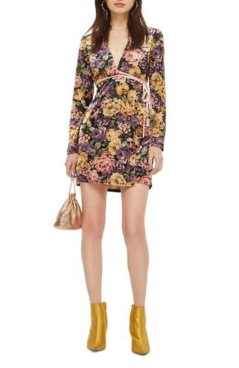 Women's Topshop Plunge Floral Wrap Dress Us (fits Like 0) - Yellow