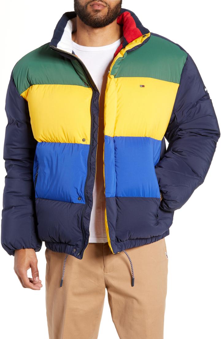 Men's Tommy Jeans Colorblock Down Jacket - Blue