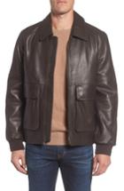 Men's Andrew Marc Lambskin Leather Aviator Jacket, Size - Brown