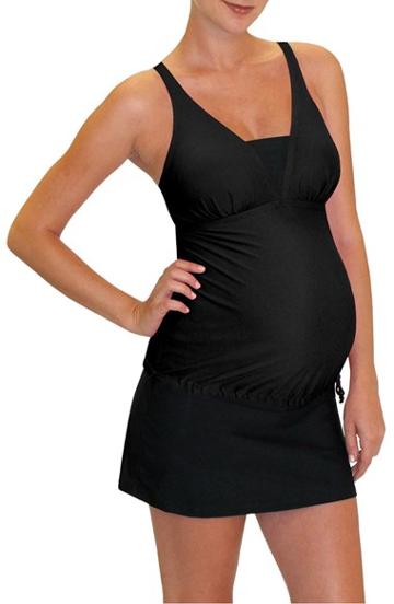 Women's Mermaid Maternity Tankini Top, Size - Black