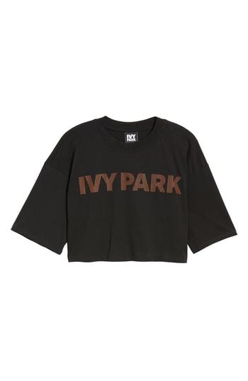 Women's Ivy Park Metallic Logo Crop Tee - Black