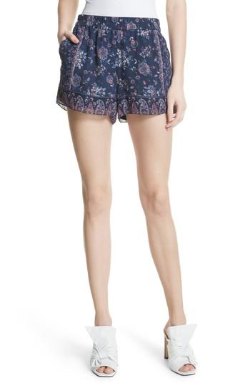 Women's Joie Ciri Floral Silk Shorts, Size - Blue