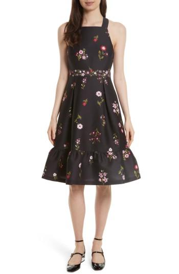 Women's Kate Spade New York In Bloom Fit & Flare Dress - Black