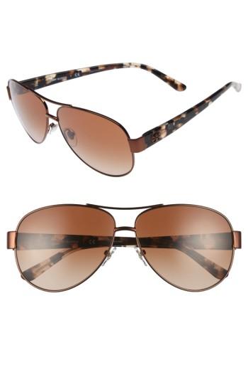 Women's Tory Burch 60mm Aviator Sunglasses - Bronze