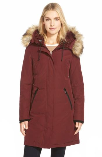 Women's Vince Camuto Down & Feather Fill Parka With Faux Fur Trim - Green