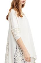 Women's Free People No Frills Lace Inset Asymmetrical Top - Ivory