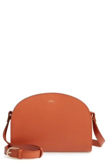 A.p.c. Half Moon Calfskin Leather Crossbody Bag - Brown