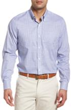 Men's Cutter & Buck Tattersall Tailored Fit Non-iron Sport Shirt, Size - Blue