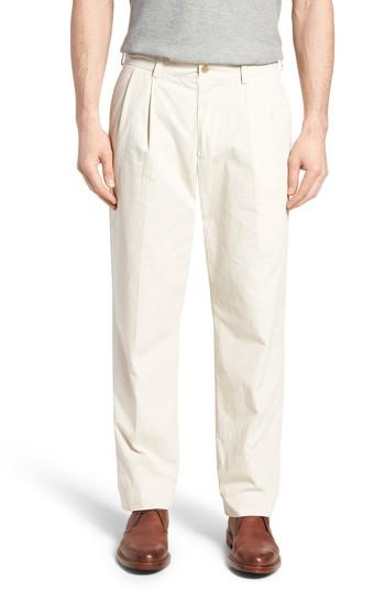 Men's Bills Khakis M2 Classic Fit Pleated Tropical Cotton Poplin Pants X Unhemmed - Beige