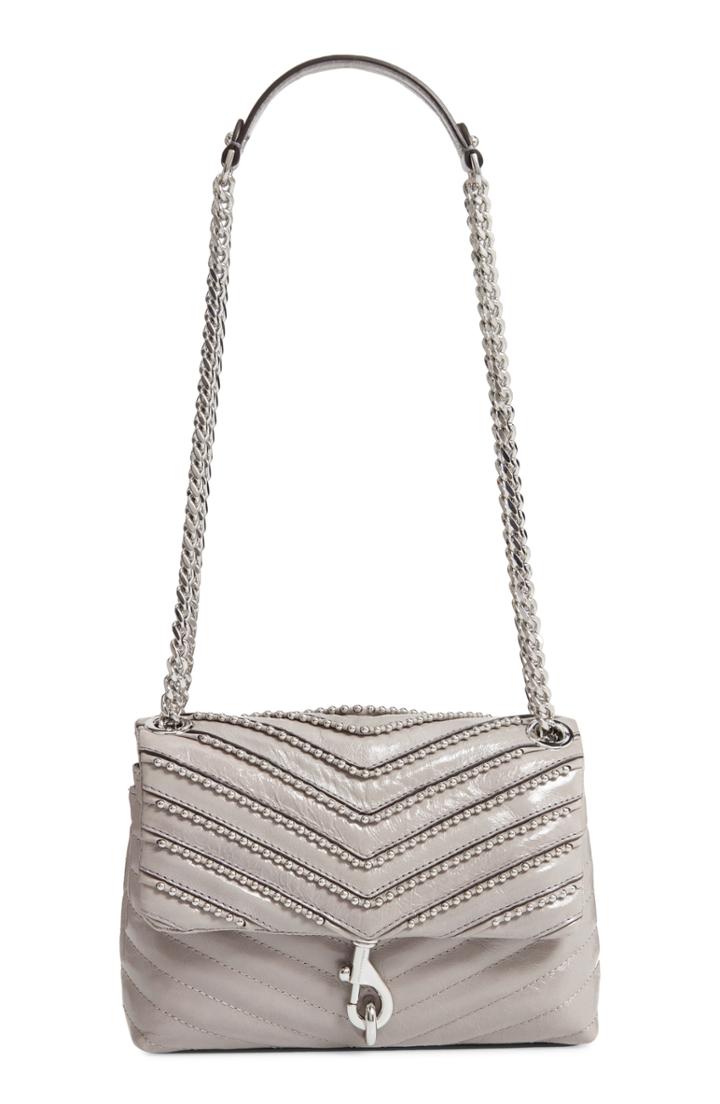Rebecca Minkoff Edie Beaded Leather Crossbody Bag - Grey
