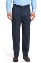 Men's Nordstrom Men's Shop Classic Smartcare(tm) Supima Cotton Pleated Trousers X 32 - Blue