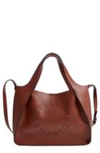 Stella Mccartney Perforated Logo Faux Leather Satchel - Brown